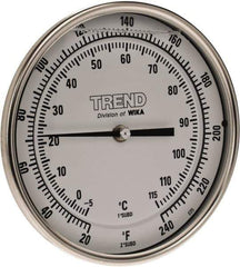 Wika - 4 Inch Long Stem, 5 Inch Dial Diameter, Stainless Steel, Back Connected Bi-Metal Thermometer - -5 to 115°C, 1% Accuracy - Exact Industrial Supply