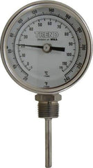 Wika - 2-1/2 Inch Long Stem, 3 Inch Dial Diameter, Stainless Steel, Bottom Connected Bi-Metal Thermometer - -5 to 115°C, 1% Accuracy - Exact Industrial Supply