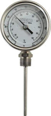 Wika - 4 Inch Long Stem, 3 Inch Dial Diameter, Stainless Steel, Bottom Connected Bi-Metal Thermometer - -15 to 90°C, 1% Accuracy - Exact Industrial Supply