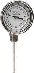 Wika - 4 Inch Long Stem, 3 Inch Dial Diameter, Stainless Steel, Bottom Connected Bi-Metal Thermometer - -5 to 115°C, 1% Accuracy - Exact Industrial Supply