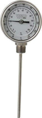 Wika - 6 Inch Long Stem, 3 Inch Dial Diameter, Stainless Steel, Bottom Connected Bi-Metal Thermometer - -5 to 115°C, 1% Accuracy - Exact Industrial Supply