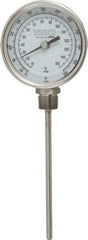 Wika - 6 Inch Long Stem, 3 Inch Dial Diameter, Stainless Steel, Bottom Connected Bi-Metal Thermometer - 10 to 150°C, 1% Accuracy - Exact Industrial Supply