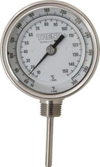 Wika - 2-1/2 Inch Long Stem, 3 Inch Dial Diameter, Stainless Steel, Adjustable Angle Bi-Metal Thermometer - 10 to 150°C, 1% Accuracy - Exact Industrial Supply