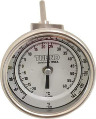 Wika - 4 Inch Long Stem, 3 Inch Dial Diameter, Stainless Steel, Adjustable Angle Bi-Metal Thermometer - -20 to 60°C, 1% Accuracy - Exact Industrial Supply