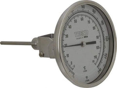 Wika - 4 Inch Long Stem, 5 Inch Dial Diameter, Stainless Steel, Adjustable Angle Bi-Metal Thermometer - -5 to 115°C, 1% Accuracy - Exact Industrial Supply