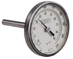 Wika - 6 Inch Long Stem, 2 Inch Dial Diameter, Stainless Steel, Back Connected Bi-Metal Thermometer - -40 to 50°C, 1% Accuracy - Exact Industrial Supply