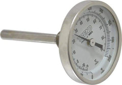 Wika - 2-1/2 Inch Long Stem, 2 Inch Dial Diameter, Stainless Steel, Back Connected Bi-Metal Thermometer - -15 to 90°C, 1% Accuracy - Exact Industrial Supply