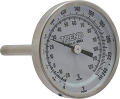 Wika - 2-1/2 Inch Long Stem, 2 Inch Dial Diameter, Stainless Steel, Back Connected Bi-Metal Thermometer - -20 to 120°C, 1% Accuracy - Exact Industrial Supply