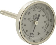 Wika - 2-1/2 Inch Long Stem, 2 Inch Dial Diameter, Stainless Steel, Back Connected Bi-Metal Thermometer - 10 to 200°C, 1% Accuracy - Exact Industrial Supply