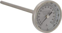 Wika - 6 Inch Long Stem, 2 Inch Dial Diameter, Stainless Steel, Back Connected Bi-Metal Thermometer - 10 to 150°C, 1% Accuracy - Exact Industrial Supply