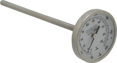 Wika - 6 Inch Long Stem, 2 Inch Dial Diameter, Stainless Steel, Back Connected Bi-Metal Thermometer - 10 to 200°C, 1% Accuracy - Exact Industrial Supply