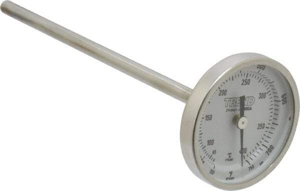 Wika - 6 Inch Long Stem, 2 Inch Dial Diameter, Stainless Steel, Back Connected Bi-Metal Thermometer - 65 to 400°C, 1% Accuracy - Exact Industrial Supply