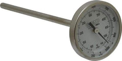 Wika - 6 Inch Long Stem, 2 Inch Dial Diameter, Stainless Steel, Back Connected Bi-Metal Thermometer - 100 to 540°C, 1% Accuracy - Exact Industrial Supply