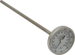 Wika - 9 Inch Long Stem, 2 Inch Dial Diameter, Stainless Steel, Back Connected Bi-Metal Thermometer - 10 to 260°C, 1% Accuracy - Exact Industrial Supply