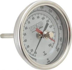 Wika - 2-1/2 Inch Long Stem, 3 Inch Dial Diameter, Stainless Steel, Back Connected Bi-Metal Thermometer - 10 to 150°C, 1% Accuracy - Exact Industrial Supply