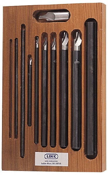 Link Industries - 11 Piece, #0 to 7, Plain Edge, High Speed Steel Combo Drill & Countersink Set - Exact Industrial Supply