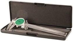 Value Collection - 0" to 6" Range, 0.001" Graduation, 0.1" per Revolution, Dial Caliper - Green Face, 1.57" Jaw Length - Exact Industrial Supply