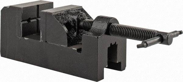 Interstate - 1-1/2" Jaw Opening Capacity x 7/8" Throat Depth, Horizontal Drill Press Vise - 1-1/2" Wide x 1" High Jaw, Stationary Base, Standard Speed, 5" OAL x 1-3/4" Overall Height, Cast Iron - Exact Industrial Supply