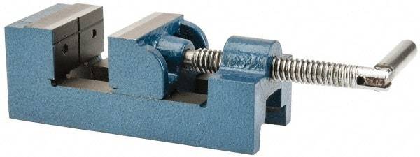 Value Collection - 2-1/2" Jaw Opening Capacity x 1-1/2" Throat Depth, Horizontal Drill Press Vise - 2-1/2" Wide Jaw, Stationary Base, Standard Speed, 7-1/4" OAL x 2-5/8" Overall Height, Cast Iron - Exact Industrial Supply