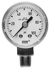 Wika - 2" Dial, 1/4 Thread, 0-160 Scale Range, Pressure Gauge - Center Back Connection Mount, Accurate to 2.5% of Scale - Exact Industrial Supply