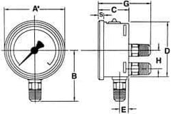 Wika - 4" Dial, 1/4 Thread, 0-400 Scale Range, Pressure Gauge - Lower Back Connection Mount, Accurate to 1% of Scale - Exact Industrial Supply