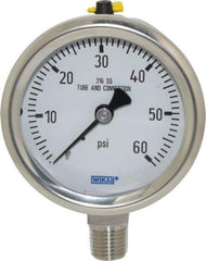 Wika - 2-1/2" Dial, 1/4 Thread, 0-60 Scale Range, Pressure Gauge - Lower Connection Mount, Accurate to 1.5% of Scale - Exact Industrial Supply