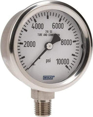 Wika - 2-1/2" Dial, 1/4 Thread, 0-10,000 Scale Range, Pressure Gauge - Lower Connection Mount, Accurate to 1.5% of Scale - Exact Industrial Supply