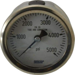 Wika - 2-1/2" Dial, 1/4 Thread, 0-5,000 Scale Range, Pressure Gauge - Center Back Connection Mount, Accurate to 1.5% of Scale - Exact Industrial Supply