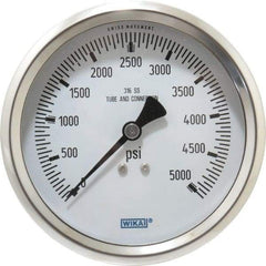 Wika - 4" Dial, 1/2 Thread, 0-5,000 Scale Range, Pressure Gauge - Lower Back Connection Mount, Accurate to 1% of Scale - Exact Industrial Supply