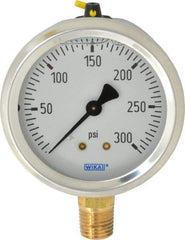 Wika - 2-1/2" Dial, 1/4 Thread, 0-300 Scale Range, Pressure Gauge - Lower Connection Mount, Accurate to 1.5% of Scale - Exact Industrial Supply