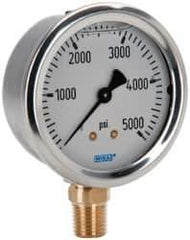 Wika - 2-1/2" Dial, 1/4 Thread, 0-5,000 Scale Range, Pressure Gauge - Lower Connection Mount, Accurate to 1.5% of Scale - Exact Industrial Supply