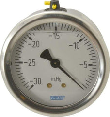 Wika - 2-1/2" Dial, 1/4 Thread, 30-0 Scale Range, Pressure Gauge - Center Back Connection Mount, Accurate to 1.5% of Scale - Exact Industrial Supply