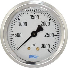 Wika - 2-1/2" Dial, 1/4 Thread, 0-3,000 Scale Range, Pressure Gauge - Center Back Connection Mount, Accurate to 1.5% of Scale - Exact Industrial Supply