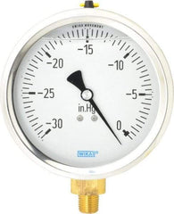 Wika - 4" Dial, 1/4 Thread, 30-0 Scale Range, Pressure Gauge - Lower Connection Mount, Accurate to 1% of Scale - Exact Industrial Supply