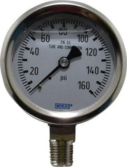 Wika - 2-1/2" Dial, 1/4 Thread, 0-160 Scale Range, Pressure Gauge - Lower Connection Mount, Accurate to 1.5% of Scale - Exact Industrial Supply