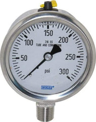 Wika - 2-1/2" Dial, 1/4 Thread, 0-300 Scale Range, Pressure Gauge - Lower Connection Mount, Accurate to 1.5% of Scale - Exact Industrial Supply