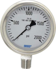 Wika - 2-1/2" Dial, 1/4 Thread, 0-2,000 Scale Range, Pressure Gauge - Lower Connection Mount, Accurate to 1.5% of Scale - Exact Industrial Supply