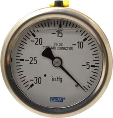 Wika - 2-1/2" Dial, 1/4 Thread, 30-0 Scale Range, Pressure Gauge - Center Back Connection Mount, Accurate to 1.5% of Scale - Exact Industrial Supply