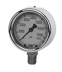 Wika - 4" Dial, 1/4 Thread, 0-3,000 Scale Range, Pressure Gauge - Lower Back Connection Mount, Accurate to 1% of Scale - Exact Industrial Supply