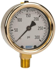 Wika - 2-1/2" Dial, 1/4 Thread, 0-300 Scale Range, Pressure Gauge - Lower Connection Mount, Accurate to 1.5% of Scale - Exact Industrial Supply