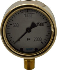 Wika - 2-1/2" Dial, 1/4 Thread, 0-2,000 Scale Range, Pressure Gauge - Lower Connection Mount, Accurate to 1.5% of Scale - Exact Industrial Supply