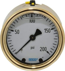 Wika - 2-1/2" Dial, 1/4 Thread, 0-200 Scale Range, Pressure Gauge - Back Connection Mount, Accurate to 1.5% of Scale - Exact Industrial Supply