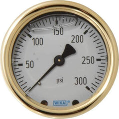 Wika - 2-1/2" Dial, 1/4 Thread, 0-300 Scale Range, Pressure Gauge - Back Connection Mount, Accurate to 1.5% of Scale - Exact Industrial Supply