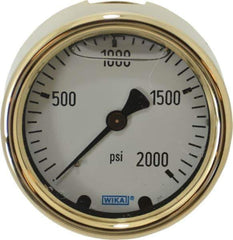 Wika - 2-1/2" Dial, 1/4 Thread, 0-2,000 Scale Range, Pressure Gauge - Back Connection Mount, Accurate to 1.5% of Scale - Exact Industrial Supply