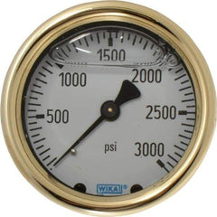 Wika - 2-1/2" Dial, 1/4 Thread, 0-3,000 Scale Range, Pressure Gauge - Back Connection Mount, Accurate to 1.5% of Scale - Exact Industrial Supply