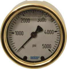 Wika - 2-1/2" Dial, 1/4 Thread, 0-5,000 Scale Range, Pressure Gauge - Back Connection Mount, Accurate to 1.5% of Scale - Exact Industrial Supply