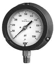 Wika - 4-1/2" Dial, 1/2 Thread, 0-1,500 Scale Range, Pressure Gauge - Lower Connection, Rear Flange Connection Mount, Accurate to 0.5% of Scale - Exact Industrial Supply