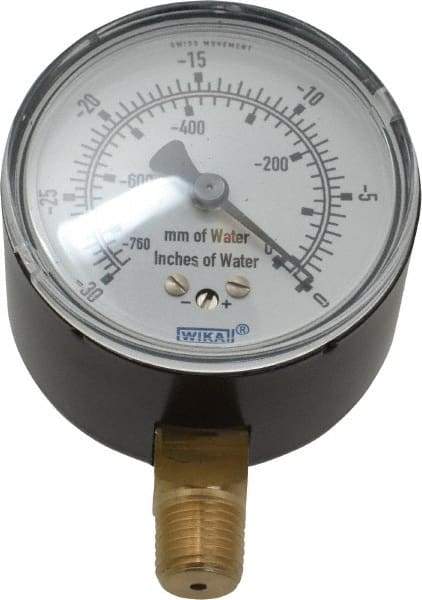 Wika - 2-1/2" Dial, 1/4 Thread, 0-30/0-760 Scale Range, Pressure Gauge - Lower Connection Mount, Accurate to 1.5% of Scale - Exact Industrial Supply