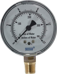 Wika - 2-1/2" Dial, 1/4 Thread, 0-15/0-380 Scale Range, Pressure Gauge - Lower Connection Mount, Accurate to 1.5% of Scale - Exact Industrial Supply