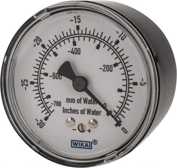 Wika - 2-1/2" Dial, 1/4 Thread, 0-30/0-760 Scale Range, Pressure Gauge - Center Back Connection Mount, Accurate to 1.5% of Scale - Exact Industrial Supply